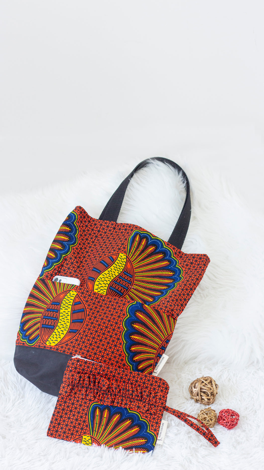 Tote bag + Zipper pouch Set- African Wax Print- 5 prints
