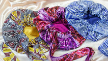 Load image into Gallery viewer, Beauty Sleep set-Hair bonnet, Headband, Scrunchies- 3 prints
